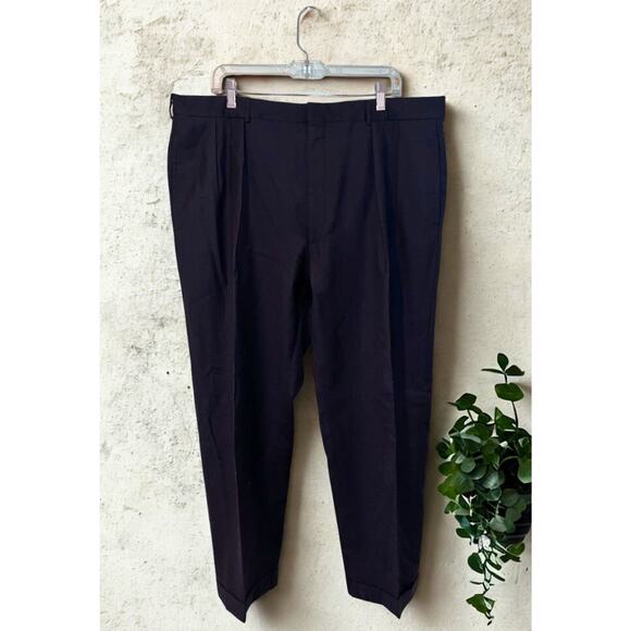 Polo Ralph Lauren Blue Label 40x30 Blue Wool Pants Italy Flat Front Cuffed